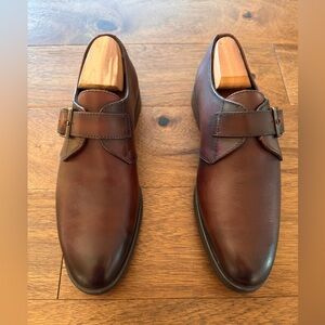 Nordstrom Men's Dark Brown Leather Monk Strap Oxfords